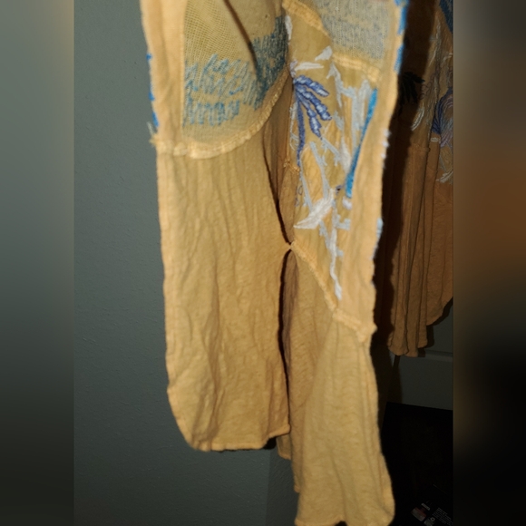 Free People Love Letter Embroidered Peasant Blouse Tangerine - Size: S - Picture 7 of 8